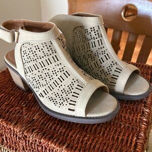 Cream Peep-Toe Sandals